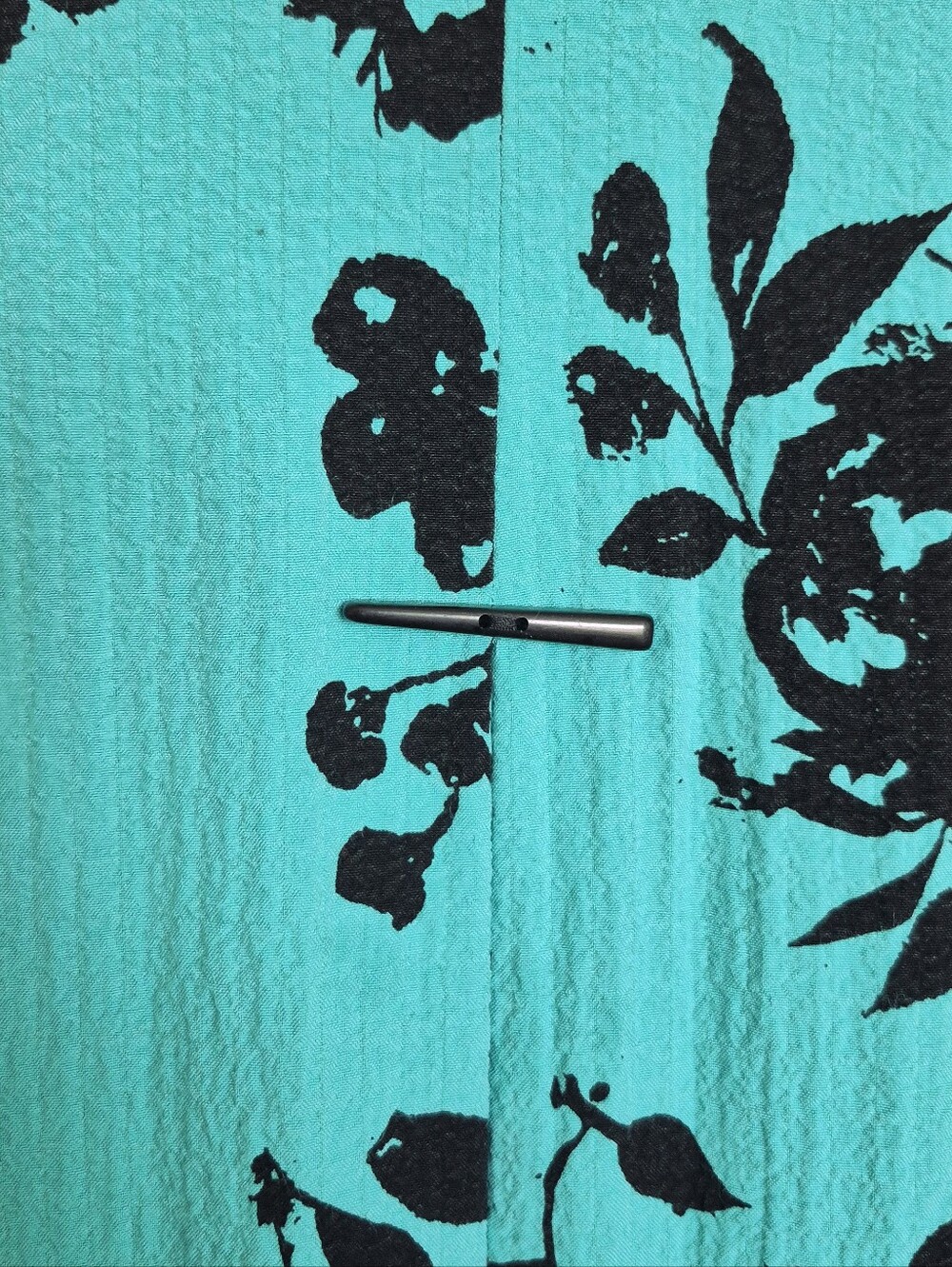 Ali Miles Floral green toggle button tunic Crinkle shirt size M Abstract artsy - Picture 12 of 16